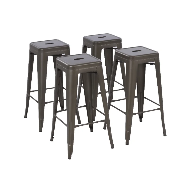 

Howard 30inch Stackable Metal Stool, Set of 4, Include 4 Stools Gunmetal Color, Backless Style