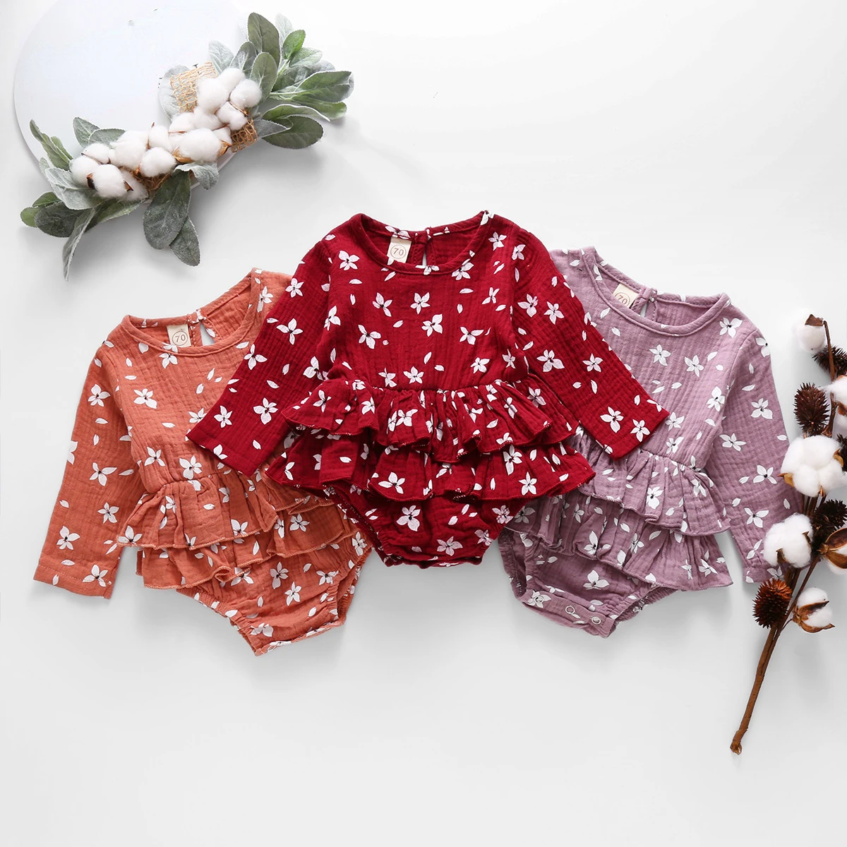 

Newborn Baby Girl Bodysuit Floral Ruffle Cotton Baby Onesies O-neck Baby Girl Jumpsuit Autumn Infant Girls Clothes