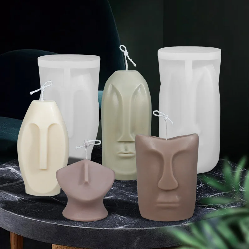 

D0165 New cross-border manual DIY abstract face candle mold simple abstract portrait aromatherapy plaster silicone The mould