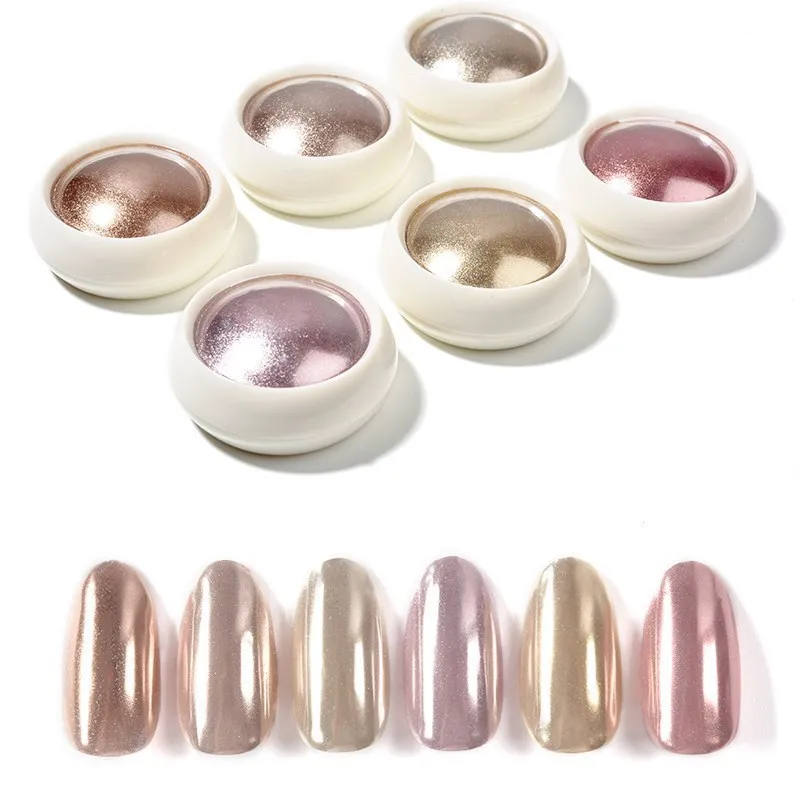 

6Jars Mirror Rose Gold Metallic Powder Solid Nail Glitter Pigment Dust UV Gel Polish Chrome Sparkly Paillette Rubbing For Nails
