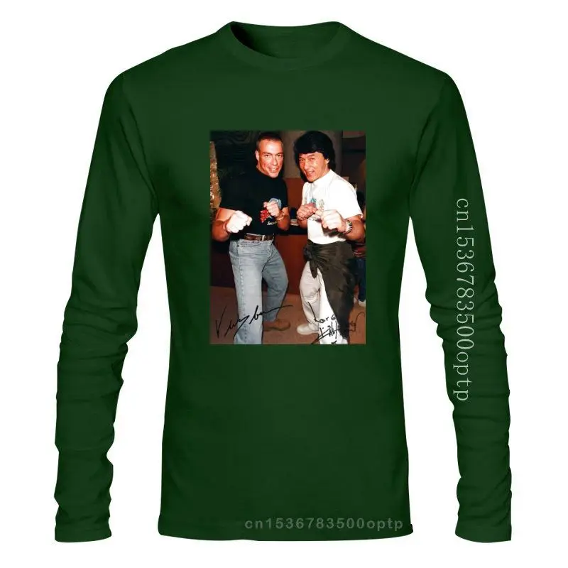 Мужская одежда 2017 футболка в стиле ретро с принтом Джекки Чан и Жан-Клода Ван