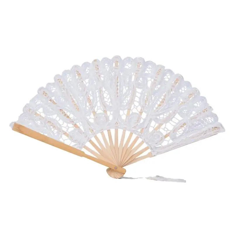 

1pc Held Fan Pattern Folding Dance Wedding Party Lace Folding Hand Held Flower Fan Hand Held Fan For Stage Performances