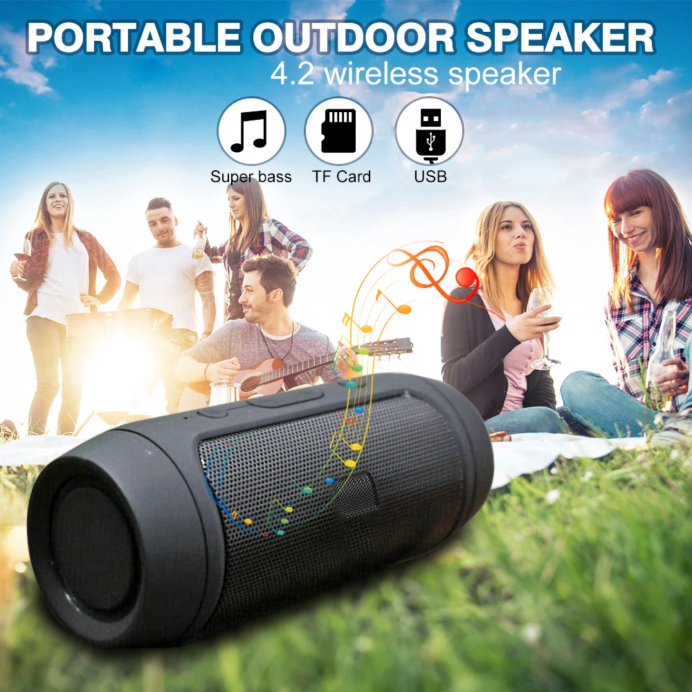 

Mini Wireless Bluetooth-Compatible Bass Speaker Portable Subwoofer Sound Bar Outdoor Waterproof Loudspeaker Support TF FM Radio