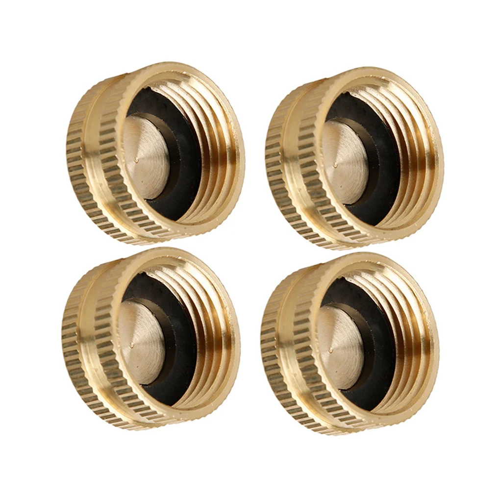 

4 Pieces Garden Hose Brass Hose Cap with Washers 3/4-Inch Female Thread End Cap for Standard Garden Hose