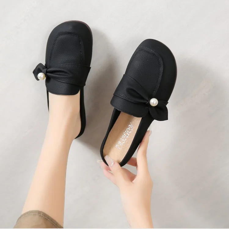 

Ladies Slippers Mules Ladies Bow Pearl Slippers Ladies Summer 2022 Ladies Slippers Black Shoes Solid Color Ladies Slippers35-40