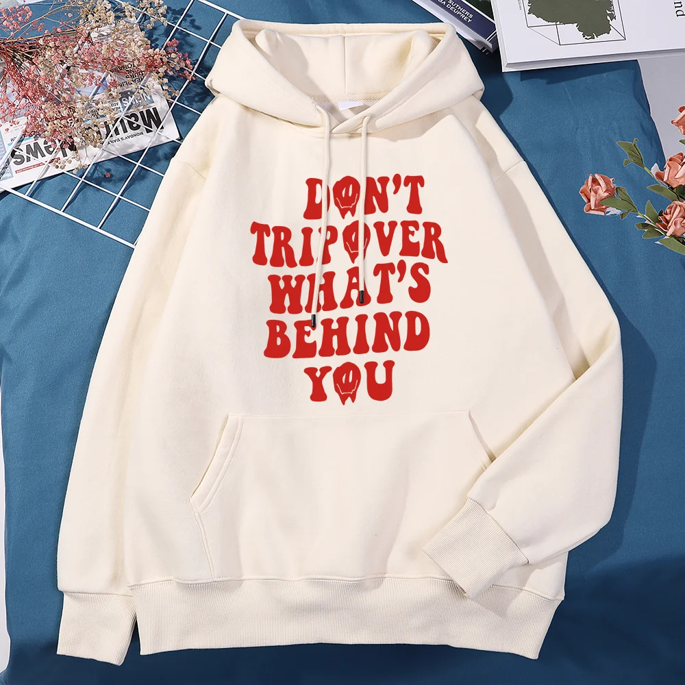 

Don'T Tripover What'S Behind You Letter Men Clothes Fleece Oversize Tracksuit Simplicity Quality Hoodies Casual Fleece Clothing