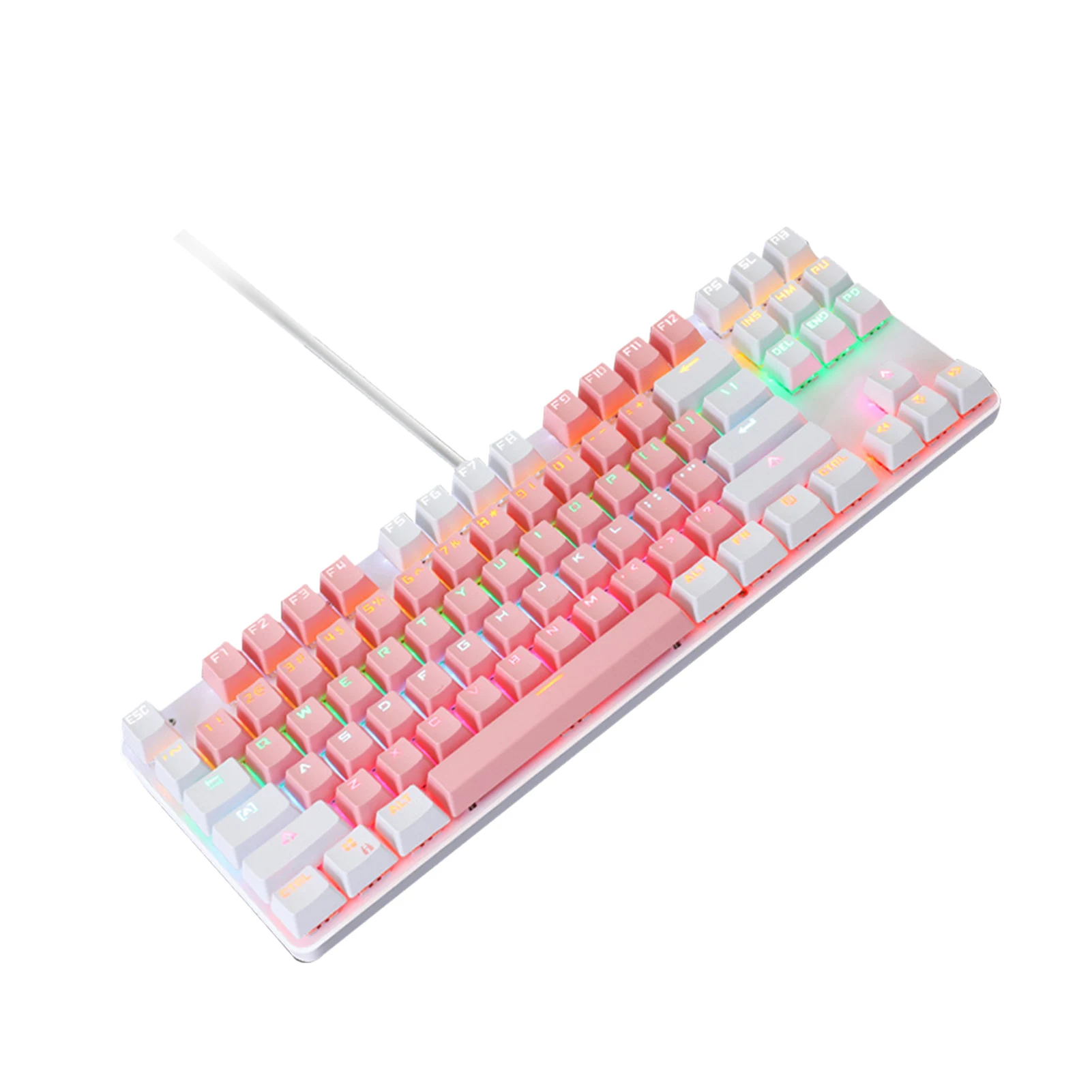 

LED Light Up Home ABS Night Mechanical Gaming Keyboard Universal Waterproof 87 Keys USB Wired Ergonomic Durable Suspended Keycap