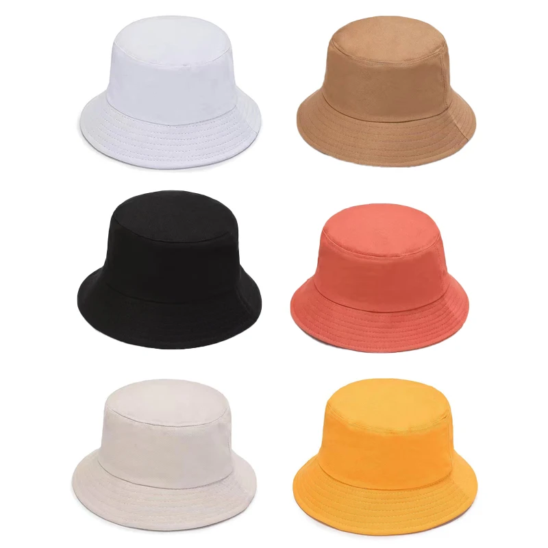 

Unisex Cotton Summer Foldable Bucket Hat Women Outdoor Sunscreen Hat Pure Color Fishing Hunting Cap Men Basin Chapeau Beach Cap