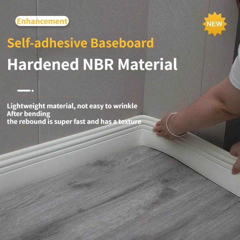 

5M NBR Reinforced Baseboard Waterproof Foam Waistline Self-adhesive DIY Border Anti-collision Living Room Bedroom Wall Decor
