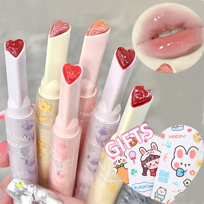 

Love Heart Jelly Mirror Lipstick Waterproof Non-stick Cup Clear Water Light Lip Glaze Long Lasting Moisturising Lip Gloss Makeup