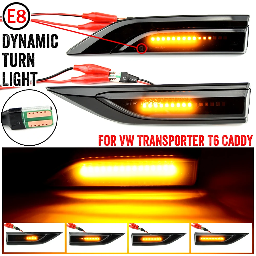 

2pcs Dynamic LED Side Marker Flowing Sequential Blinker Turn Signal Light For VW Transporter T6 Multivan Caddy MK4 2016-2019