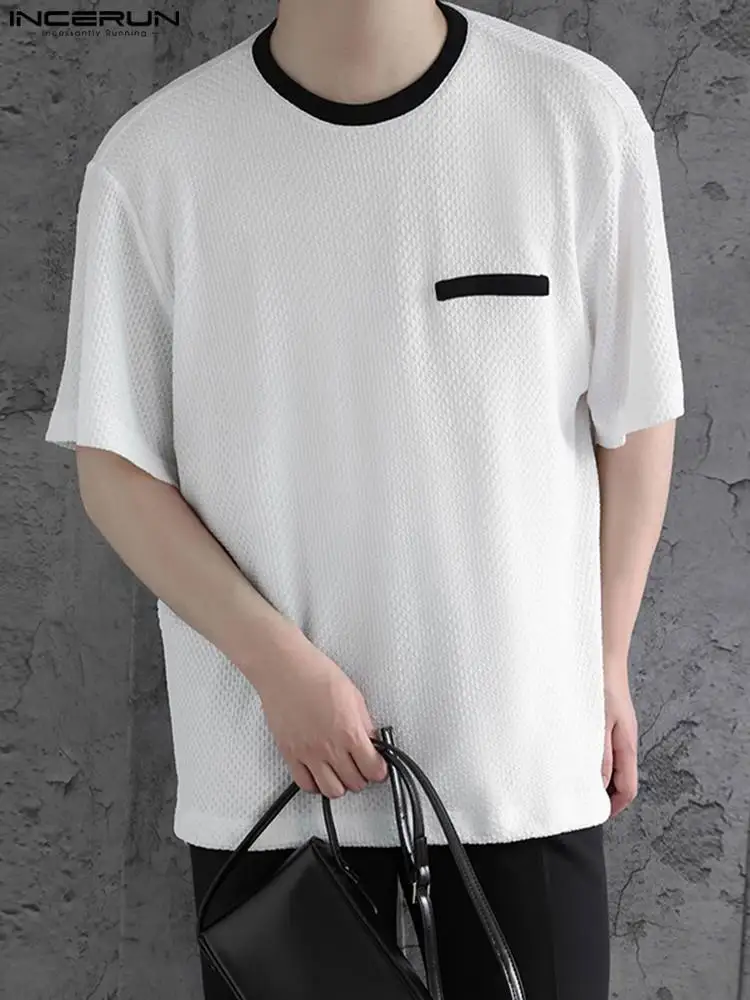 

Handsome Well Fitting Men's Thin Round Collar T-shirts INCERUN Simple Casual Male Loose Comfortable Short Sleeve Camiseta S-5XL