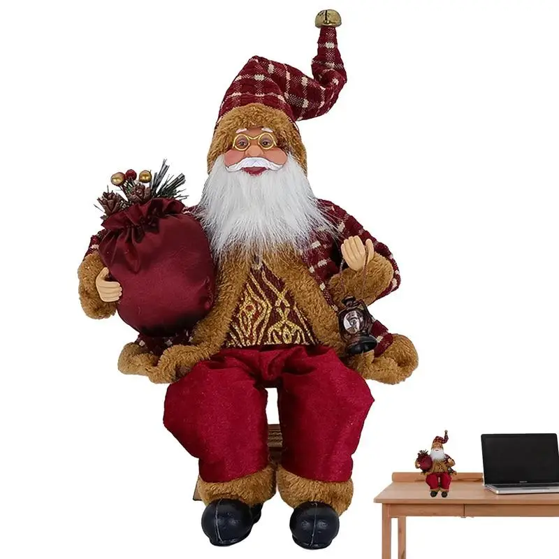 

Sitting Santa Claus Decorations 13.8 Inch Christmas Santa Claus Plush Doll Decor Seasonal Plush Toy Traditional Christmas