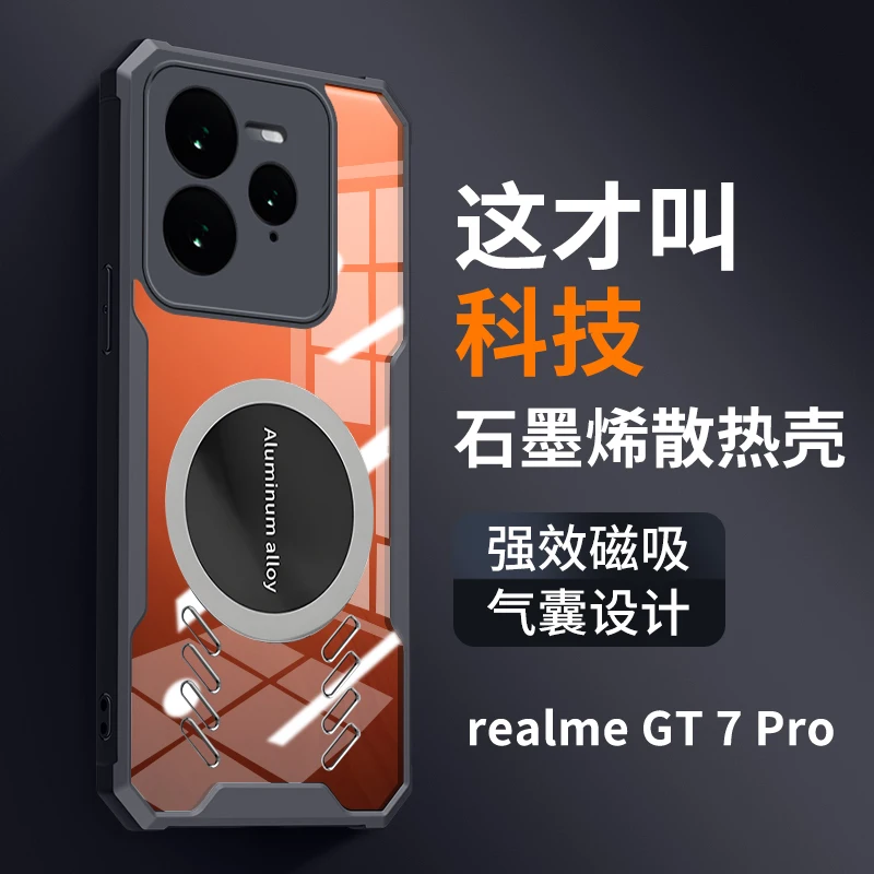 Тепловыделение чехол для телефона Realme GT7 Pro противоударный TPU+алюминиевый сплав