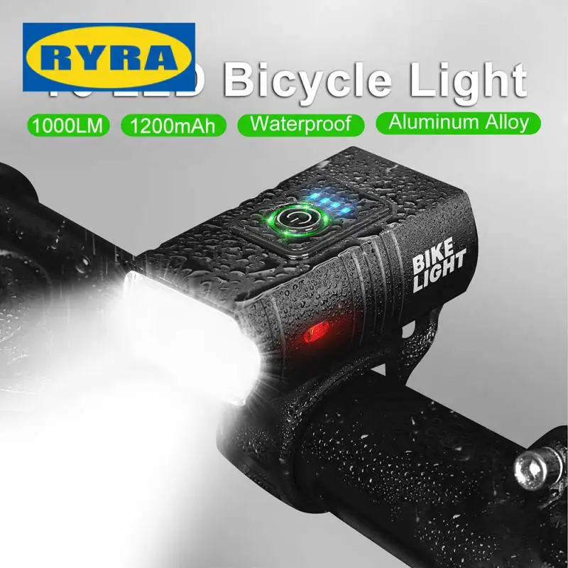 

1000LM Bicycle Portable Headlight Bike Headlamp Lighting USB Rechargeable Front Back Rear Taillight Cycling Safety Warning