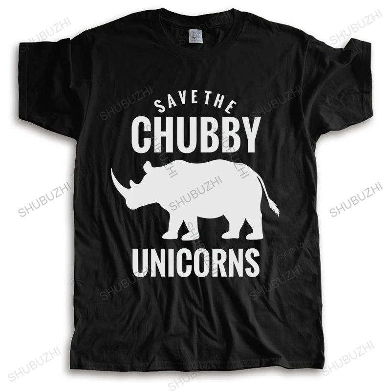 

Футболка мужская с круглым вырезом, тенниска унисекс с надписью «Save The Chubby Unicorn», рубашка с Рино, лето