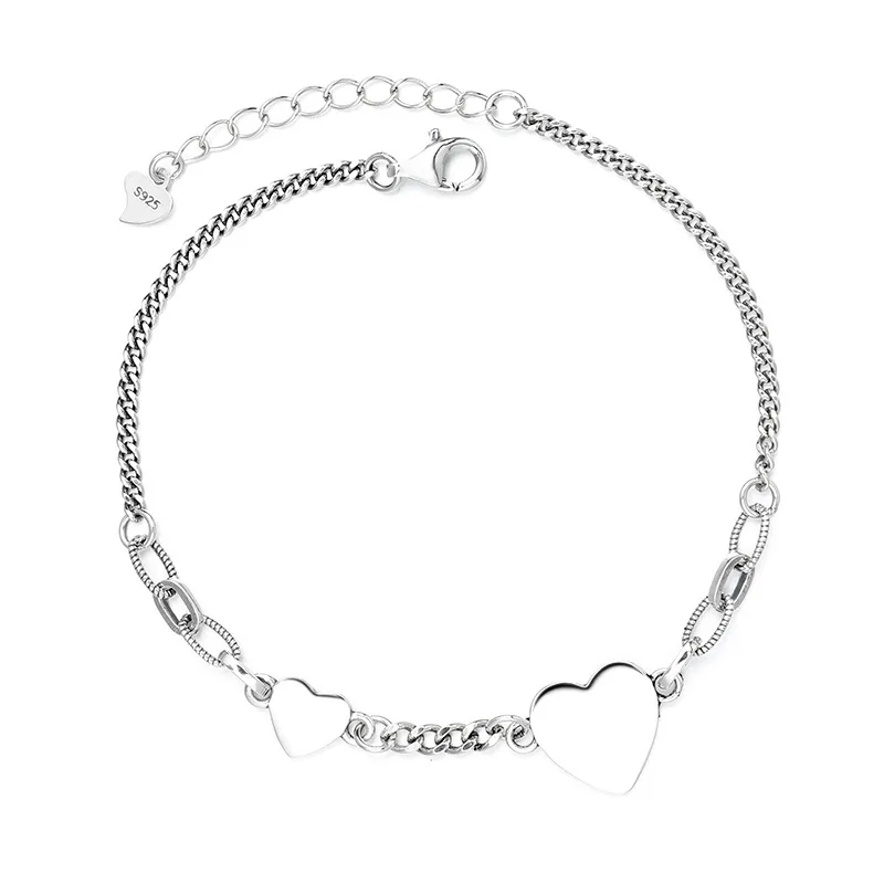 

Heart Shaped Love Bracelet S925 Sterling Silver Bracelet Fast Retailing Source Popular Delicate Fashion Simple Personality