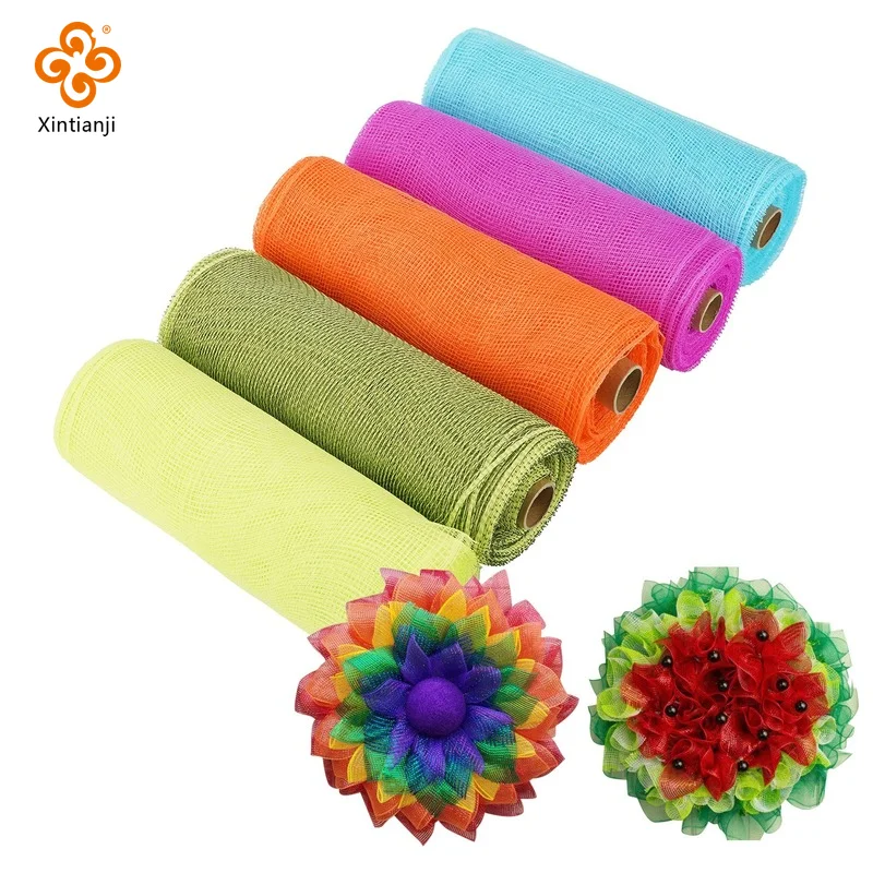 

10 Yards Gift Wrapping Mesh Fabric Christmas Decoration Supplies Roses Solid Color Flowers Wrapping Tulle Wedding Chair Straps