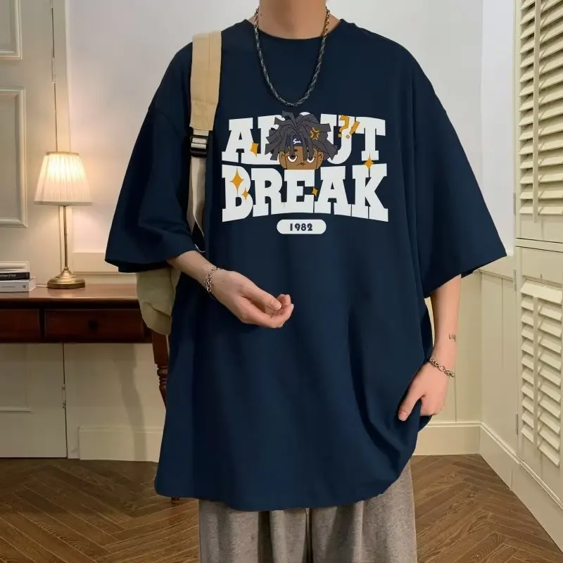 

Oversized Men's T-shirt Cotton Loose Breathable Y2k Clothes Tops Streetwear Harajuku Short Sleeve Tee Graphic T Shirts Fashion