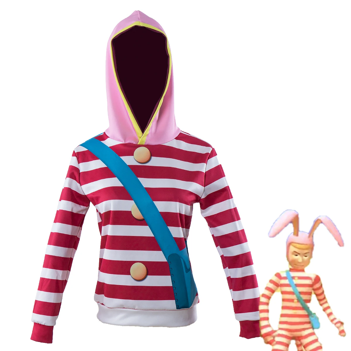 

Детский костюм для косплея Popee, свитшот с капюшоном в бело-красную полоску, пуловер, детский Рождественский костюм для косплея