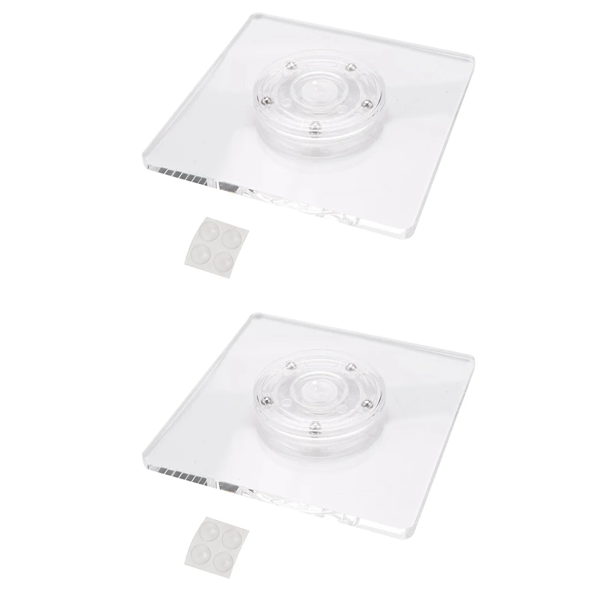 

2X Acrylic Square Cookie Decorating Turntable Stencils Holder Cookie Sugar Turntable Swivel for Royal Icing(5.9In)
