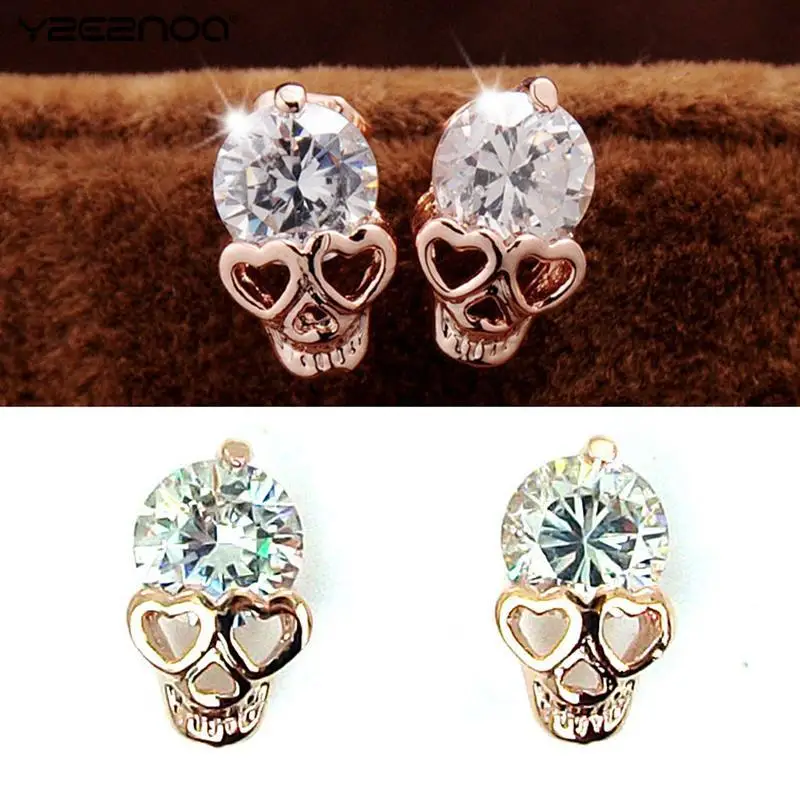 

1 Pair Gold-color Pierced Skull Stud Earrings Wholesale Jewery Charm Vintage Stud Earrings Jewelry Gift Women