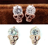 1 pair gold color pierced skull stud earrings wholesale jewery charm vintage stud earrings jewelry gift women