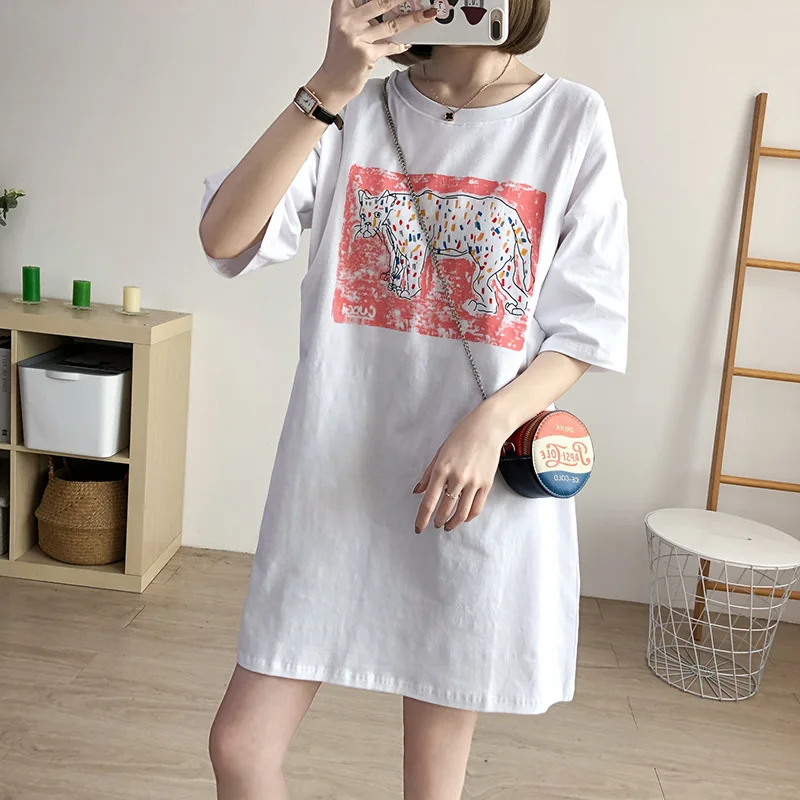 

Maternity Breastfeeding T-shirt Dress Summer Loose Casual Feeding Clothing Women Pregnant Nursing Shirt Pregnancy Home Clothes