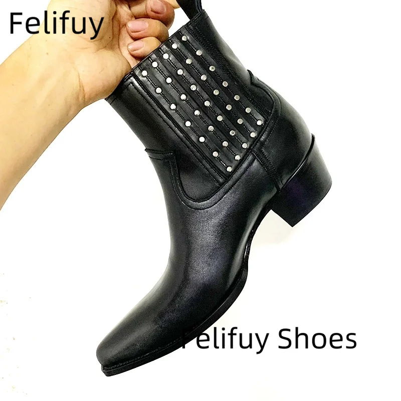 Ботинки челси с шипами мужские черные ботильоны роскошные дизайнерские ботинки