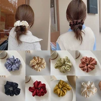 fashion women silk scrunchie elastic handmade hair band multicolor ponytail holder headband hair accessories headwear hair ring