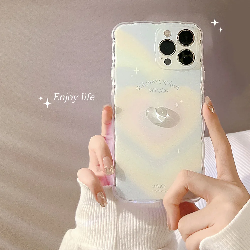 

Simple and three-dimensional love suitable for iPhone 13pro max Apple 12 phone case 11 Wave Xs/XR gradient 14 Anti drop fashion