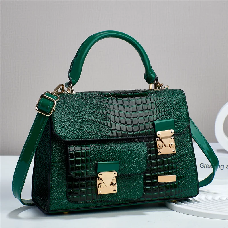 Women's 2023 Popular Crossbody Bags High Quality Handbag Crocodile Pattern PU Retro Single-Shoulder Bag Commuter Storage Satchel
