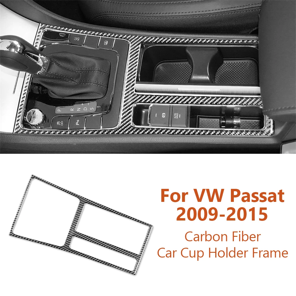 

For Volkswagen VW Passat 2009-2015 Styling Carbon Fiber Car Water Cup Holder Frame Decorative Stickers Auto Interior Accesorios