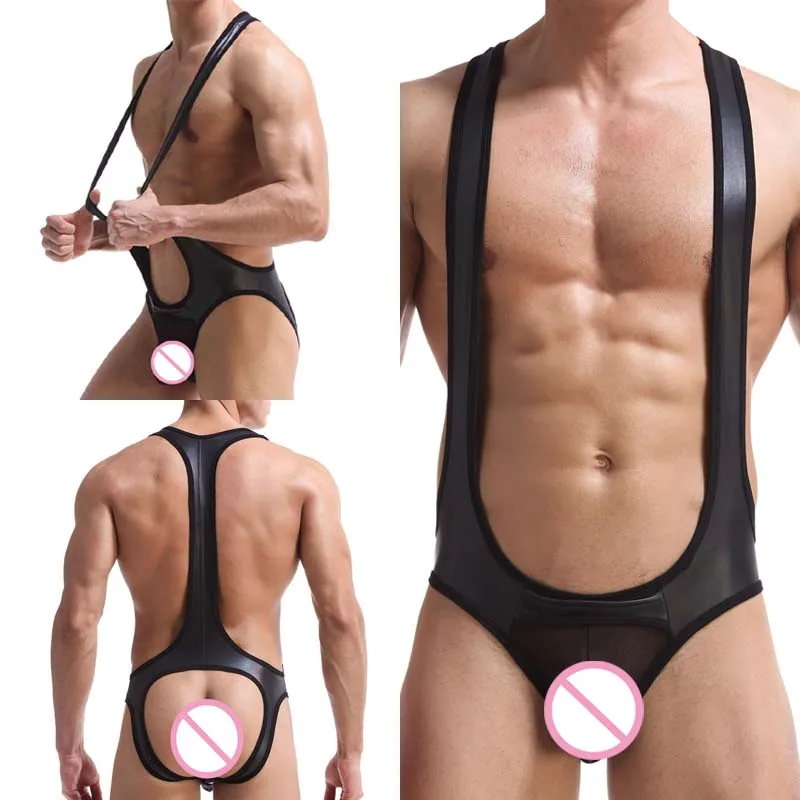 

Sexy Men Bodysuit Suspenders Gay Underwears Men Transparent Mesh Penis Pouch Erotic Strap Teddies Man Jumpsuits Fetish Lingerie