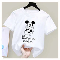 disney series mickey minnie cartoon pattern print t shirts for boys and girls 3 14years summer 2022 kids lovely crew neck tees