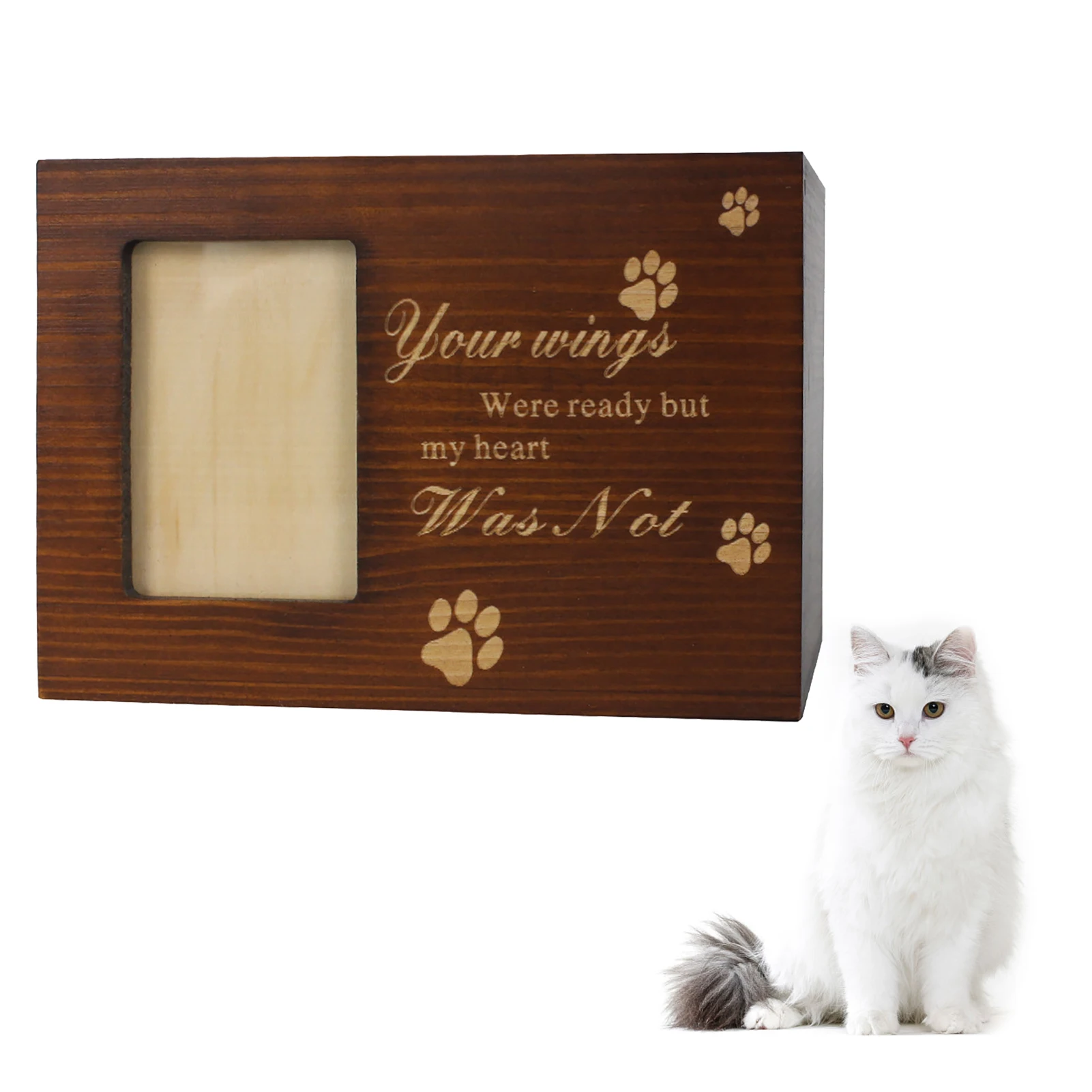 

Wooden Urn Box for Cat Dogs Ashes Personalized Pet Memory Box Pine Wood Memorial Keepsake Urns Cremation Urns with Photo Frame