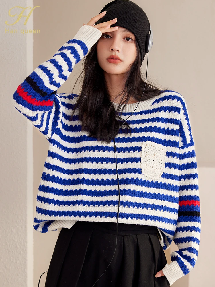 

Пуловер женский трикотажный с длинным рукавом, на осень/зиму