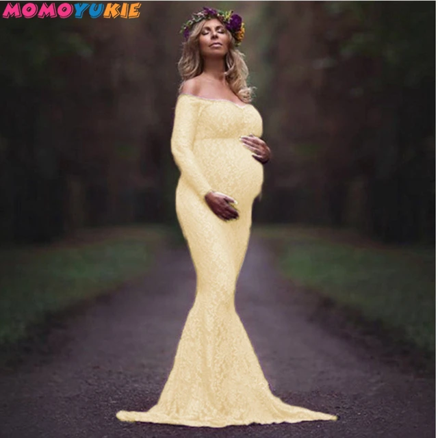 Sexy Shoulderless Maternity Dresses Photoshoot Ruffles Pregnancy Maxi Gown Pregnant Women Dress Photography Props Mermaid Dress 3