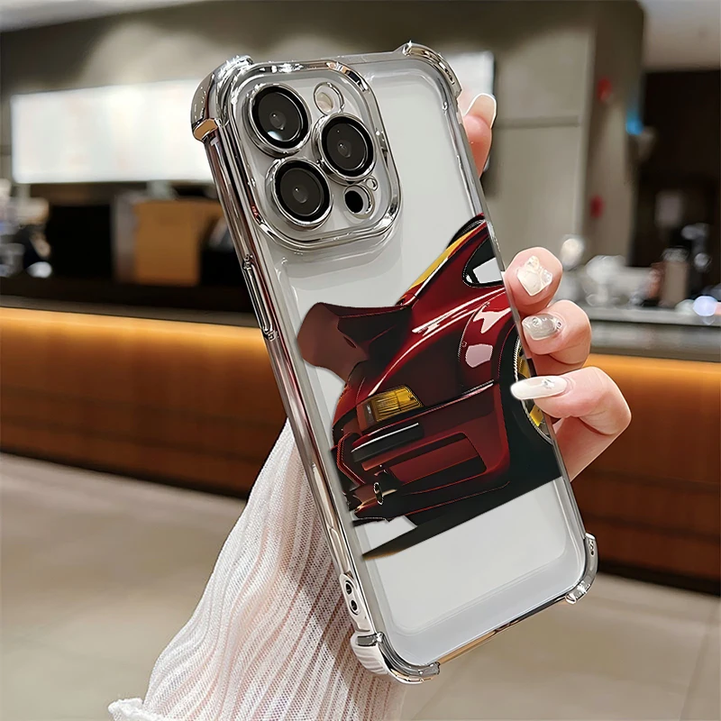 Фото Роскошный чехол для телефона с покрытием под спортивный автомобиль для iPhone 17, 16e, 16, 15, 14, 13, 12, 11 Pro Max, X, XR, XS Max, 7, 8, Mini, Air, Plus, противоударный №4