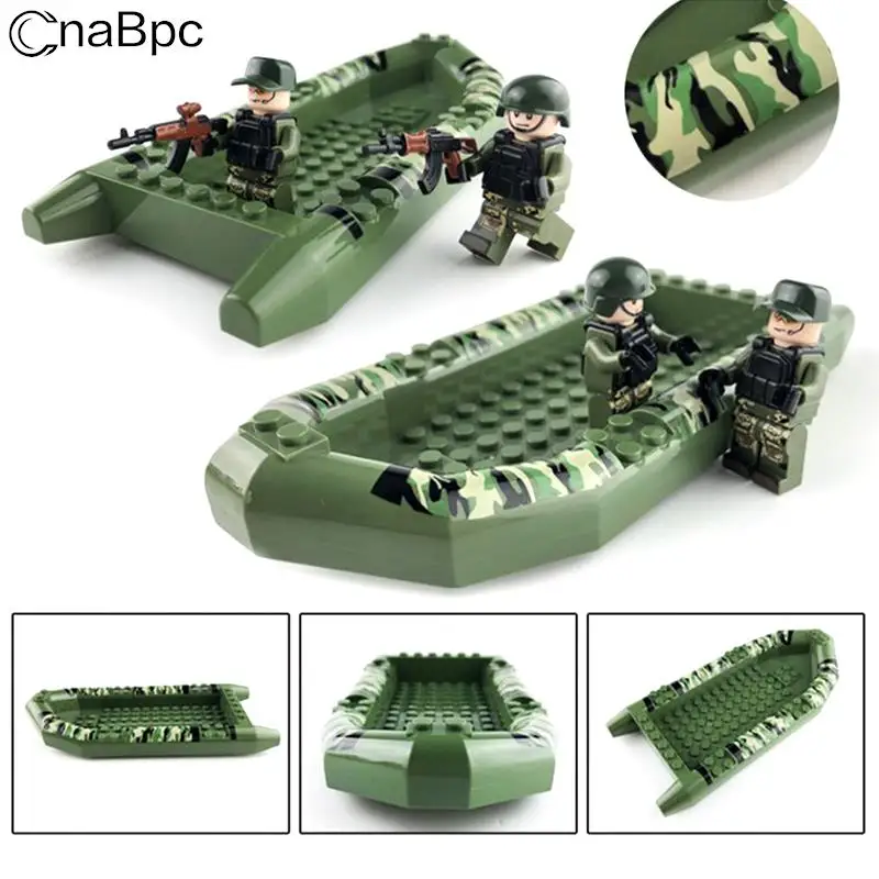

DIY мотоцикл штурмовая лодка оружие лошади солдат Военная фигурка Playmobil модель конструктор Кирпичи Детские игрушки