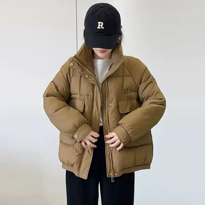 New Women White Duck Down Jacket Stand Collar 2023 Autumn Winter Outwear Casual Loose Fashion Warm Coat Down Coat Jackets M22