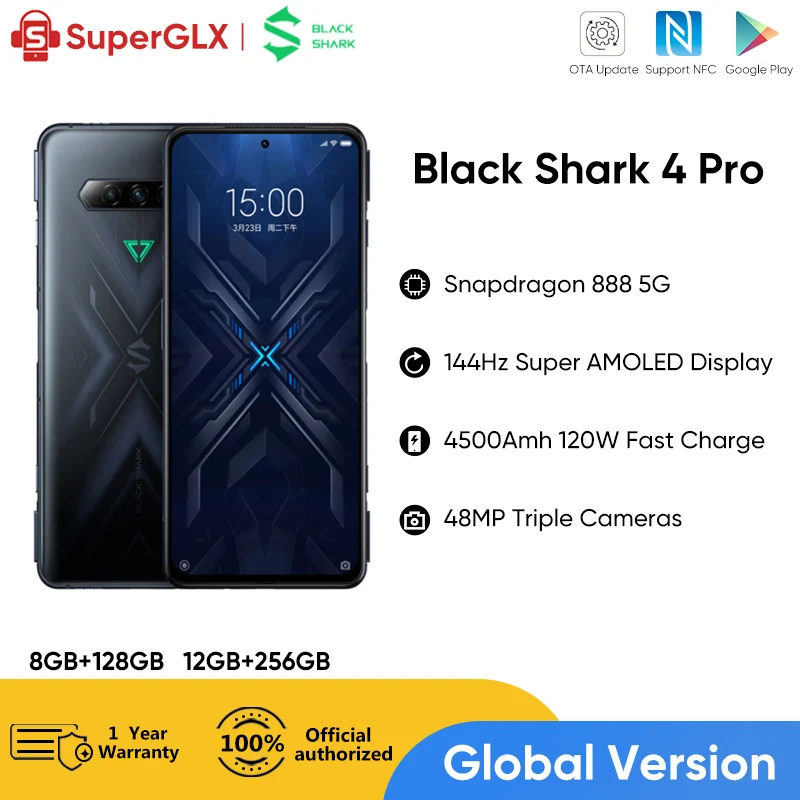 Global Version Black Shark 4 Pro 5G Gaming Phone Snapdragon 888 Mobile Phone 144Hz Display 120W Fast Charging Smartphone