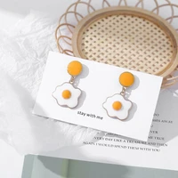 fashion fried egg earrings for women s925 creative funny drop dangling trendy girl party ear studs jewelry friendship gifts