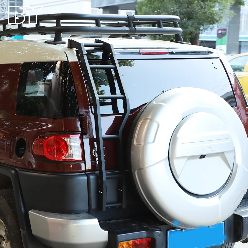 

For Toyota FJ Cruiser 2007-2021 on Black Aluminum Alloy Car Rear Tail Door Ladder Climbing Exterior Accessories