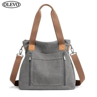 korean casual canvas shoulder bags large capacity tote bag with zipper and pocket fabric handbags for women 2022 fashion