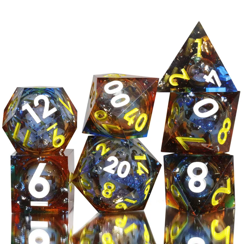 Мини-планет жидкий сердечник игральные кости 7 шт. полиэдрические полимерные с