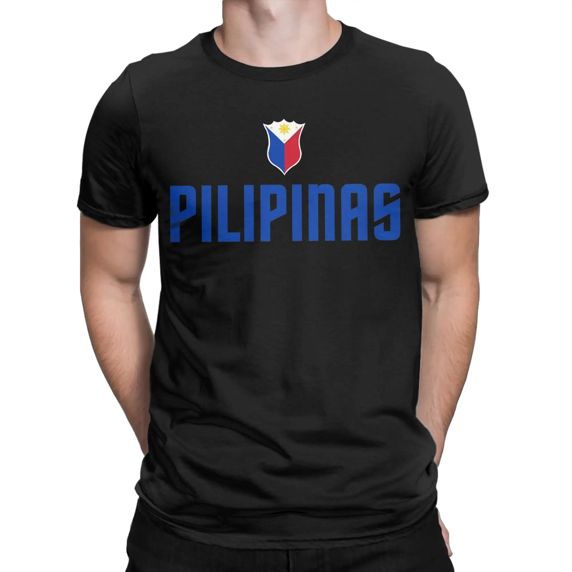 Фото Футболки Pilipinas Basketball Philippines для мужчин, хлопковые топы, рубашки в стиле харадзюку, с круглым вырезом, короткий рукав. №2