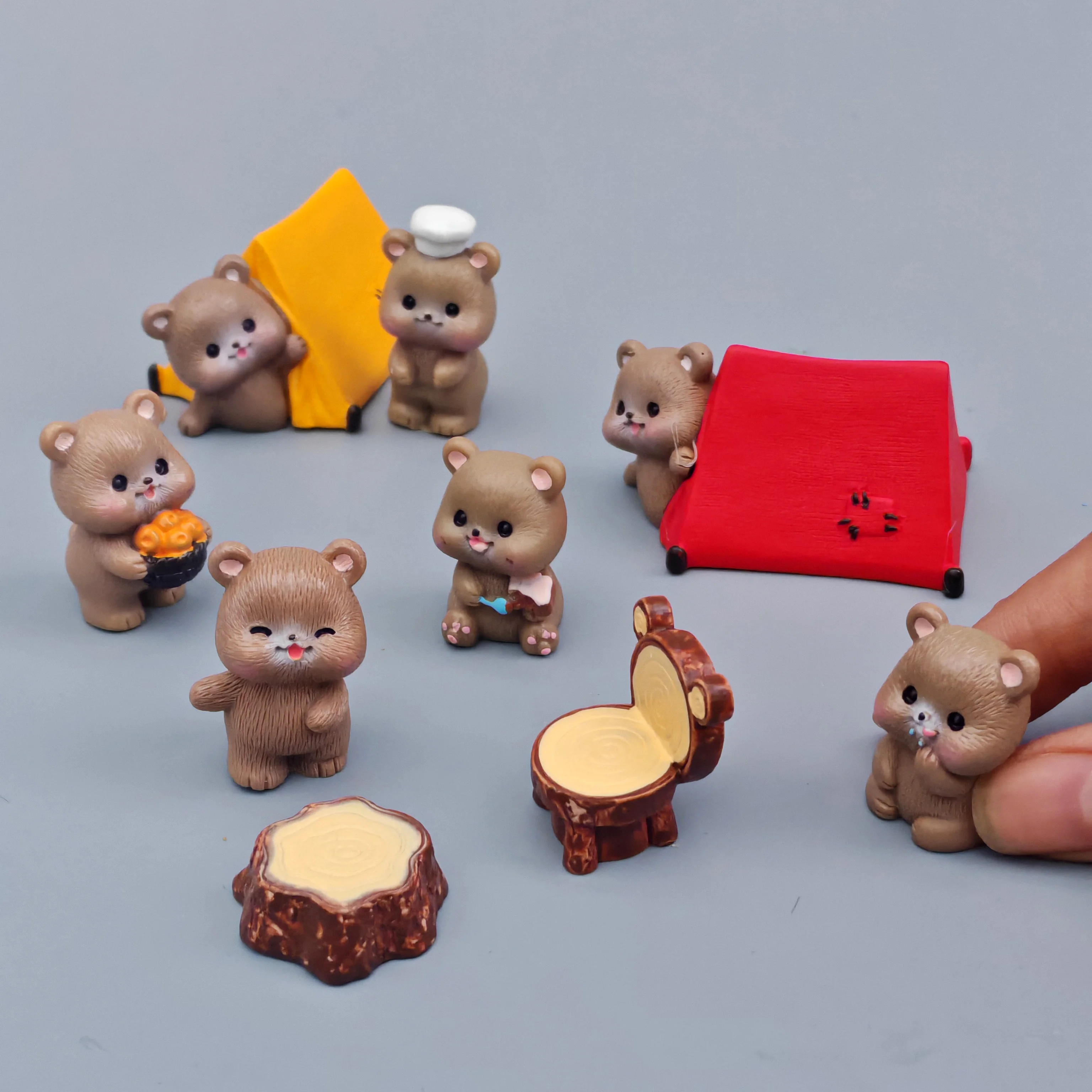 8 шт. 2024 мультяшная палатка для кемпинга фигурка медведя пейзаж сделай сам