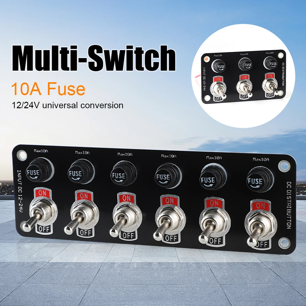 3 Gang/6 Gang Toggle Switch Panel 12V/24V On/Off Rocker Toggle Switch with 10A Fuse Racing Cars RV Camper Marine Boat Yacht