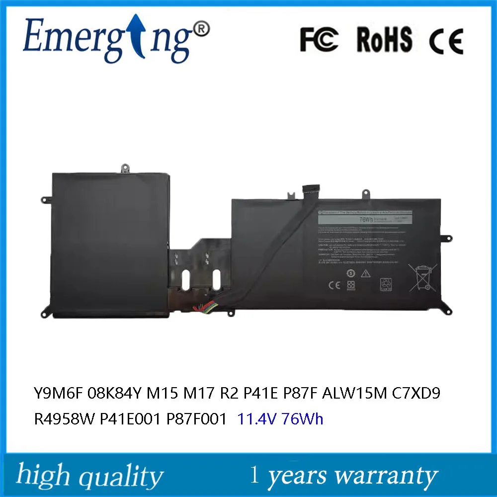 Аккумулятор 11 4 в 76Wh Y9M6F 08K84Y для ноутбука Dell Alienware M15 M17 R2 P41E P87F ALW15M C7XD9 R4958W P41E001 P87F001